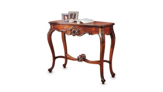 Classy design carved walnut console with drawer