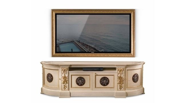 Luxury Tv cabinet with 4 small doors, erable wood and lacquering finish