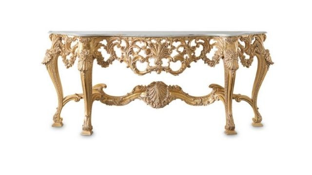 Classy Hand-carved console table w/marble top