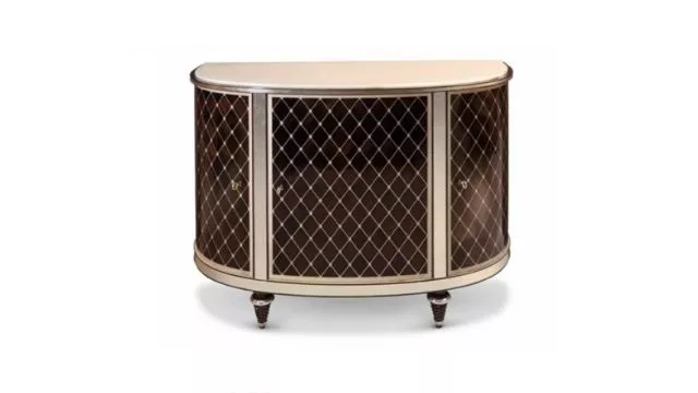 Elegant design Half-moon sideboard in rosewood finishing with silver lamina