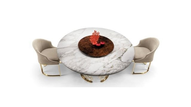 Elegant White Marble Design Dining Set