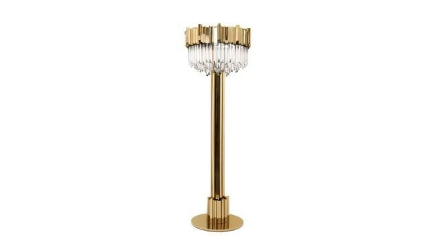 Luxury crystal glass and  gold-plated brass floor lamp
