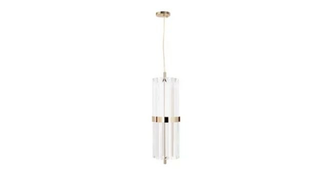 Luxury crystal glass and gold-plated pendant light